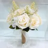 Decorative Flowers High Quality Silk Artificial Bouquet Big Roses Mixed Outdoor Wedding Holding Multi-colors