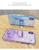 Metal Finger Ring Holder Flower Soft TPU Cases For Iphone 15 Pro Max 14 Plus 13 12 11 8 7 6 X XR XS Diamond Bling Glitter Chromed Metallic Plating Gradient Luxury Cover