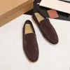 Loro Piano Loro Pianaa Ayakkabı Beyaz Talize İş Erkek Lp Gündelik Deri Ayakkabılar Deri Slip-On Ayakkabı Yazı Yürüyüşü Moccasin Moda Ayakkabıları