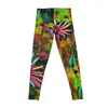 Active Pants Crazy Coneflower Floral Print Leggings Sportskor Kvinnliga byxor Kvinnors sportkläder för gymmet