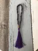 Strand annodato a mano Mala Mini Rosari Bracciali 8MM Braccialetto di quarzo viola Preghiera Bodhi Regalo per amore da polso Yoga