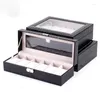 Titta på lådor 61012 Slots Fashion Wrist Box Holder Storage Case Organizer Pu Leather Watches Display Regalos Para Hombre