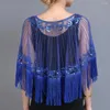 Scarves 1920s Shawl Wraps Embellished Beaded Sequin Fringe Evening Cape Sheer Mesh Bridal Cover Up For Wedding Party