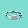Cluster Rings Estilo Simples S925 S925 Sterling Silver Ring Girl Charm Jewelry Leaf Solid Opening Design Presente de Aniversário para Namorada