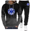 Tracksuits masculinos EMT Paramédico Emergência 2023 Gradiente Cor Hoodies Casual Jaqueta Esporte Casaco Tops Calça Duas Peças Ternos 230802