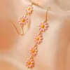 Baumeln Ohrringe 2023 Vintage Bunte Blume Lange Koreanische Für Mädchen Frauen Kleine Daisy Quaste Zubehör Schmuck GIF