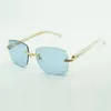 Nowe fabryczne bezpośrednie luksusowe okulary przeciwsłoneczne 0286o Naturalne białe bawołki High-end Sunglasses Grawerowanie soczewek