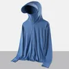 Men's Jackets Men Hoodie Jacket Coat Summer Sunscreen Ice Silk Blouse Thin Long Sleeved Zipper Hooded Shirts Solid Color