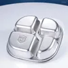 Bowls Compartment Plate Eating Stainless Steel Kitchen Tableware Divided Serving Tray