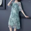 Abiti da festa 2023 Summer Print Mulberry Silk Beach Midi Dress Women Green Floral 4XL Elegante vestito estivo aderente Vestidos MT788