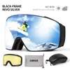 Skidglasögon Copozz Magnetic Polarized Ski Goggles Double Lens Men Kvinnor Anti-dimma Skidglasögon UV400 SKYDD SNOWBOARD Skidugligt glasögon 230802