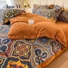 Conjuntos de roupa de cama outono e inverno acolchoado veludo leitoso conjunto de quatro capas de colcha de lã coral