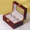 Boîtes de montres boîte organisateur pour hommes 3 bois laqué de haute qualité hommes cadeau machines Quartz comptoir exposition rouge stockage