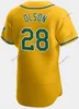 2023 오클랜드 남녀 청소년 28 Matt Olson Jersey 26 Matt Chapman 9 Reggie Jackson 24 Rickey Henderson 50 Mike Fiers 2 Khris Davis Custom Athletics 야구 유니폼