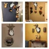 Decorative Objects Figurines Antlers Rabbit Head Statue Home Decoration 3D Abstract Sculpture Wall Hang Decor Animal Statues Living Room Mural Art Craft 230802