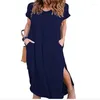 Casual Dresses Super Long Fat MM Loose Pocket Comfortable Dress