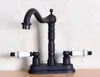 Kitchen Faucets Swivel Spout Ceramic Cold Handles Black Oil Rubbed Bronze Bar Sink Bathroom Two Holes Basin Faucet Mixer Tap Anf152