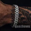 18 كيلو الذهب المثلج Cubly Zirconia Cuban Link Bracelet Mens Hiphop CZ Stone Curb Cains Bracelets Rock Punk Rapper Jewelry Copper Bijoux for Boys Gifts