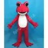 Costume della mascotte della rana rossa Vestito da festa di fantasia di Natale di Halloween Vestito da personaggio dei cartoni animati Vestito da carnevale unisex per adulti