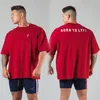 Men's T-Shirts Running Loose Oversized Fit Short Sleeve T-shirt Mens Dropped Shoulder Fitness Wear T Shirt Summer Gym Bodybuilding Tops Tees 230802