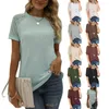 Frauen T-shirts 2023 Sommer Bluse Frauen Spitze Kurzarm Häkeln Rundhals Aushöhlen Tops Shirt Camisas Femininas Für