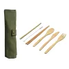 Trävariset Set Bambu Soup Knife Catering Cutlery Set With tygpåse Kök Köksverktygsredskap 30st Trävaror Set Bamboo