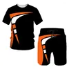 Survêtements pour hommes costume d'été couleur unie hommes survêtement impression 3D vêtements surdimensionnés sport décontracté t-shirt short ensemble 2 pièces tenues