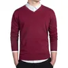 Männer Pullover Männer Solide Farbige Gestrickte Pullover Pullover Männlich Baumwolle Strickwaren V-ausschnitt Grundlegende Herbst Frühling Jersey Slim Jumper A152