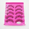 False Eyelashes 5 Pairs Crisscross 3D Fake Lashes Eye Extension Makeup Tools Plastic Cotton Stalk