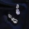 Dangle Earrings Canpel Classic Water Drop Cubic Zirconia Bridal Wedding Jewelry Earing Elegant Silver Color for Women