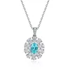 Chaînes Pirmiana 1.34ct Lab Grown Paraiba Saphir Collier S925 Argent Fiançailles Femmes