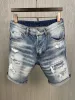 mens short jeans straight holes tight denim pants casual Night club blue summer italy style Jeans CXG2308033 short denim jean