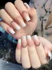 Uñas postizas, 24 Uds., ataúd usable con diamantes de imitación, Ballet falso francés largo, Prensa en uñas, cubierta completa, puntas de manicura