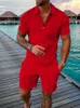 Men's Tracksuits 2023 Summer Set Short Sleeve Zip Polo Shirt Street Tshirt Two Piece Casual Sportswear 230802