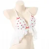 Kvinnors sömnkläder Summer Kawaii Strawberry Print Bikini Set Japanese School Student Baddräkt Sexig pyjamas nattklänning