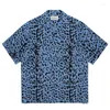 Camisas casuais masculinas WACKO MARIA Estampa de leopardo manchada Homens Mulheres Camisa havaiana de alta qualidade Camiseta superior