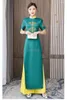 Roupas étnicas 2023 Estilo Folclórico Chinês Vestido Aodai Vietnam Chiffon Conjunto de Calças Femininas Senhora Elegante Cheongsam Party