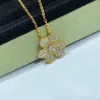 Colar Trevo Pingente Designer Diamante Mini 3 Folhas Banhado a Ouro 18K Jóias Femininas Meninas Presente de Casamento