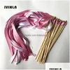 Banner Flags 10 20 50Pieces Lot Style A White Ribbon Wedding Wands With Sier Bell Stick Twirling Streamers 230105 Drop Delivery Home Dhjoo