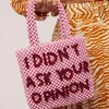 Evening Bags Designer Bead bag Pearl Bag Cute Brand Beaded Letter Handbag Women Handmade Party Small Bucket Pink Purse 230802