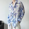 Men's Casual Shirts High Quality Tie Dyed Thin Shirt Men Summer Loose Long Sleeve Sunscreen Korean Fashiona Oversized Women's Clothing