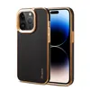 Luxe echt lederen Vogue -telefoonhoesje voor iPhone 15 14 13 12 Pro Max Sturdy Senior Business Full Protective Soft Soft Bumper Plating Solid Color Back Shell Shockproof