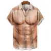 Mäns casual skjortor skjorta simulerade muskel 3d tryckta vintage män kläder lösa överdimensionerade tröjor gata designer korta ärmar kausul tops