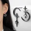 Stud Earrings Star Moon Asymmetric Ear Studs Hip Hop Cool Gothic Women's Earring Party Trend Fashion Retro Jewelry Accessories Birthday