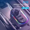 C12 Bluetooth 5.0 FM Transmitter Car Kit Wireless Handsfree Audio Receiver Dual USB Fast Charger Ambient Light MP3 Modulator Player