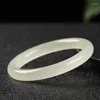 Bangle Natural White Jade Round Bracelet Women Healing Jewelry Real Chinese Jades Stone Bangles For Girlfriend Mom Gifts