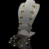 Diseñador Dupe elegante collar de trébol encanto diamante plateado ágata colgante 20 flores trébol de cuatro hojas para niña regalo de joyería de compromiso de San Valentín