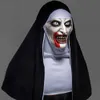 Masques de fête Creppy Nun Masque Cosplay Horreur Masques En Latex Avec Foulard Casque Intégral Halloween Dress Up Mascarade Party Costume Props L230803