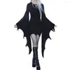 Vrijetijdsjurken Halloween-jurk Heksenkostuum Donkere stijl met vleermuismouwen Onregelmatige manchet Veterontwerp Slank voor feest
