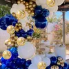 Autres fournitures de fête d'événement Or Confetti Blanc Bleu Marine Ballons Arche Ballon Bleu Ballon Mariage Baby Shower Garçon Joyeux Anniversaire Décorations Globos 230802